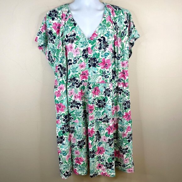 Lane Bryant Cottagecore Garden Floral Knit Lounge Dress Sz 22 24 Midi Comfy - Picture 1 of 12